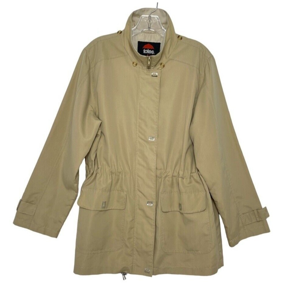 Totes Lightweight Windbreaker Jacket Size M Tan Full Zip and snaps No Hood women